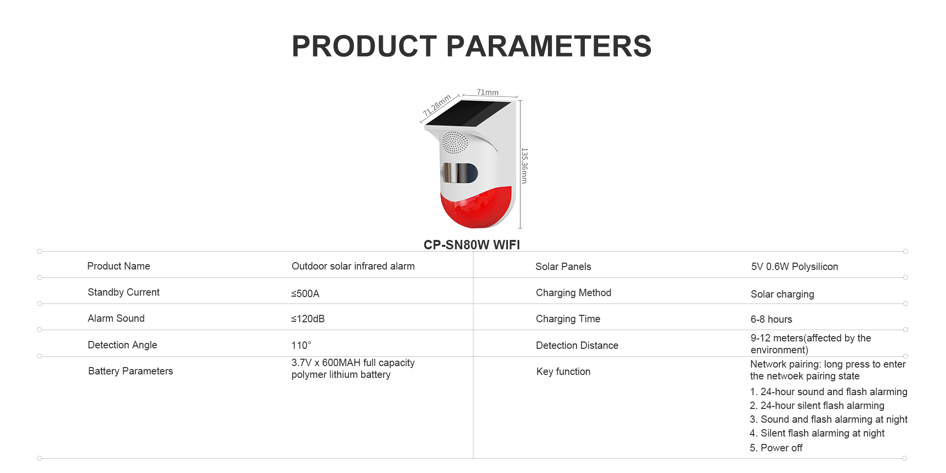 Smart Wifi Solar Infrared Alarm