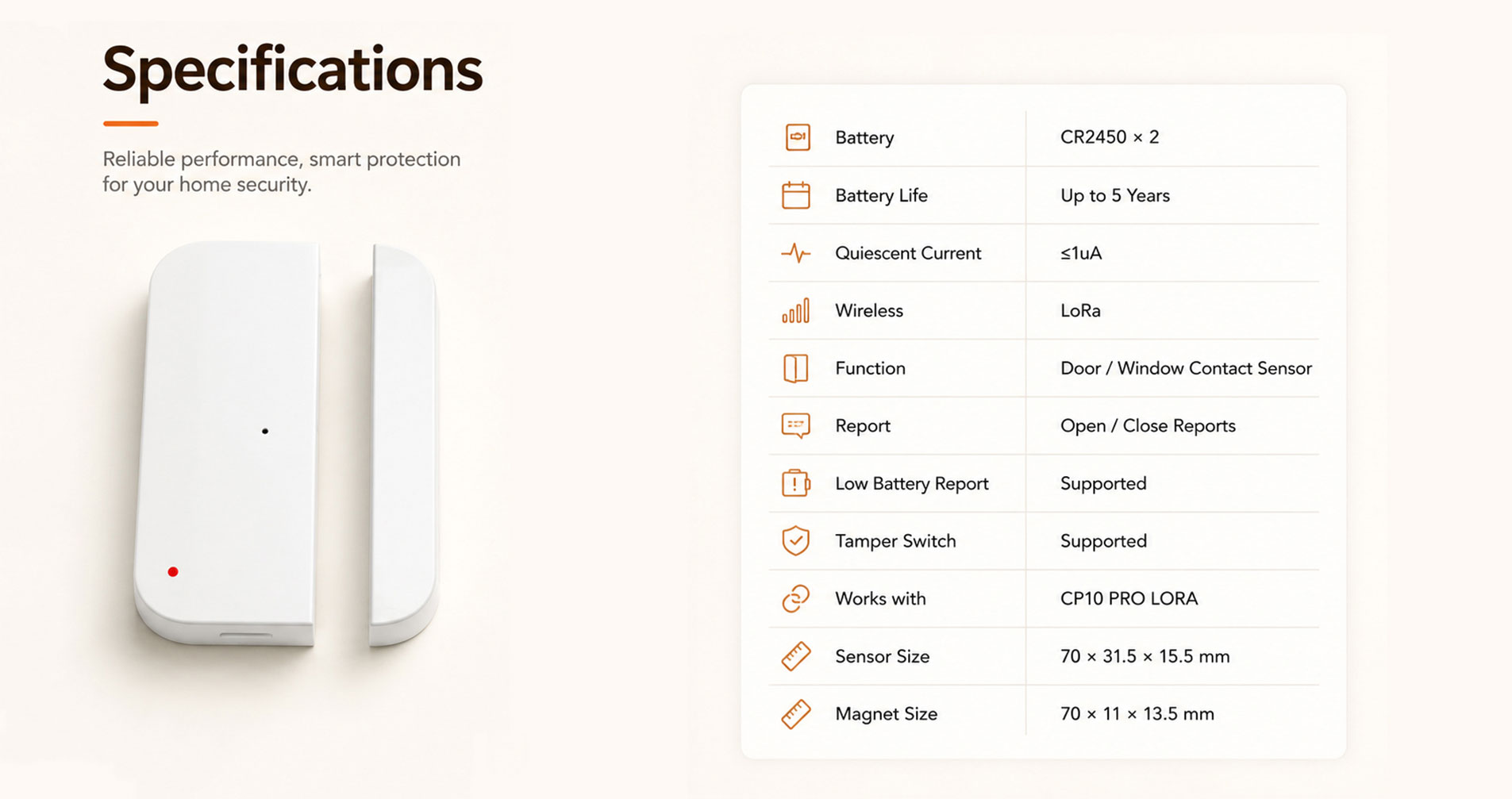 Door Sensor for CP10 Pro LoRa Alarm System