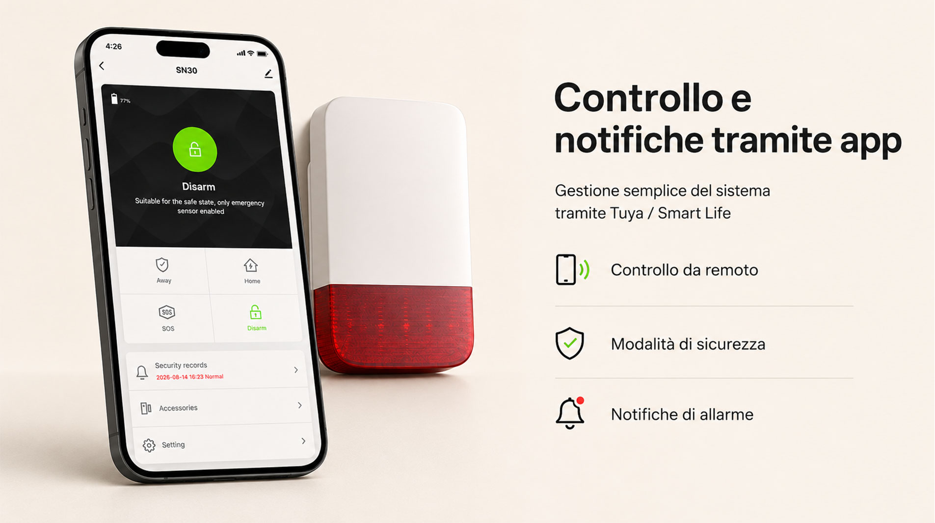 Sistema di allarme con sirena WiFi-SN30